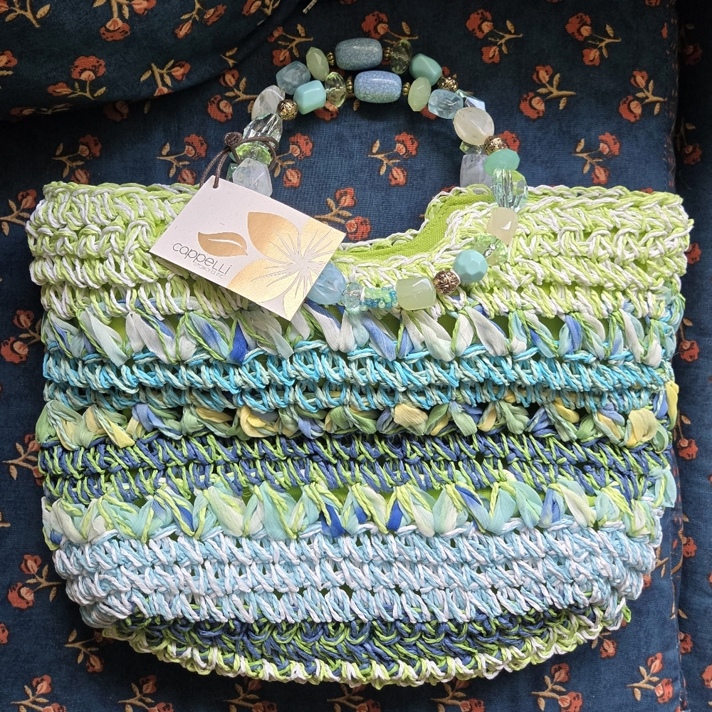 Cappelli Straworld Handbag with Beaded Handle